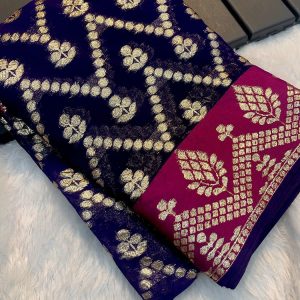 V0028-viscose georgetee saree with fancy zari work