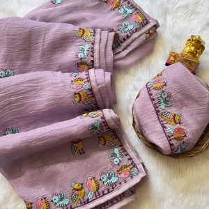 V0003-Fancy bird embroidery saree