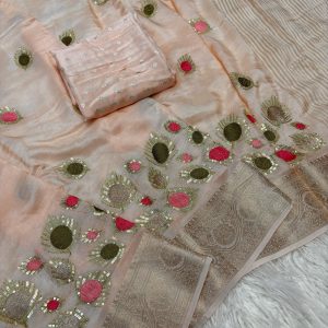 V0002-"Pastel Elegance: Pure Viscose Russian Dola Saree with Tassels"