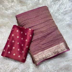 V0005-pure viscose crush tissue saree