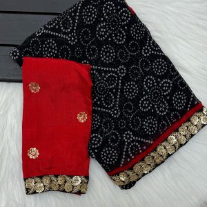 V0010-georgette saree with Bandini print