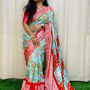 V0013-dola silk saree with zri weaving border