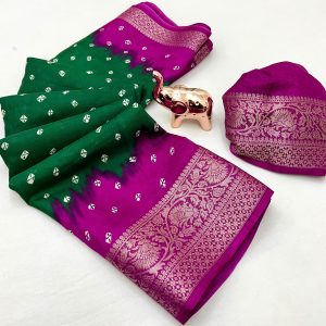 V0022-dola silk saree with Bandini print