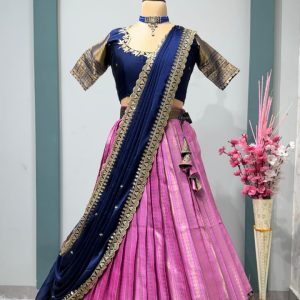 LehangaV0005- pure kanjivaram silk lehanga set