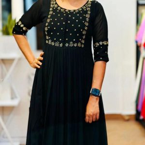 Anarkali V0002-georgette anarkali with handwork