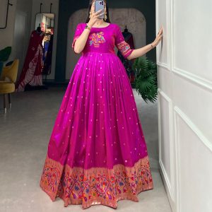 Anarkali V0003- jacquard silk paithani
