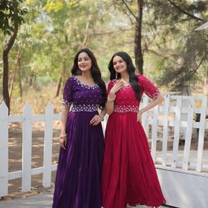 Anarkali V0005-fuax blooming beads embroidery design