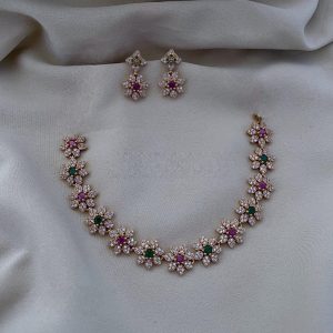 CZ Necklace Pear Choker - V0002