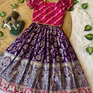 Kids V0004 - soft dola silk with embroidery lace
