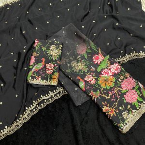 Lehanga V0009 - Elephant kalamkari print half saree