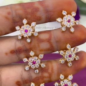 V32 - pure panchaloham flower design  studs (pair 1)