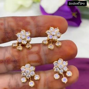 V31 - pure panchaloham dimond replica 2 in 1 studs( 1 pair)