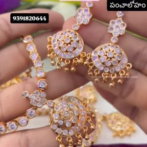 V61 - pure panchaloham white stone neckset