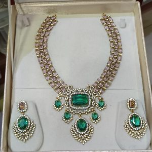 V818 - dimond replica party wear neckset set bridal set