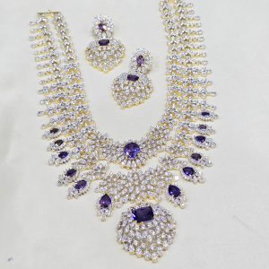 V821 - sold out piece dimond replica 2 line long haram neckset bridal wear