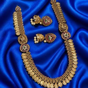 V823 - high quality lakshmi kaasu mala long haram neckset