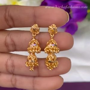 V805 - high quality gold copy double jhumka earrings