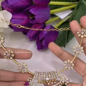 V803 - Premium quality ad stone navaratna stone neck set