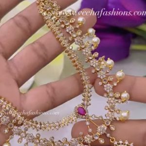 V906 - premium quality cz stone double layer gold replica neckset