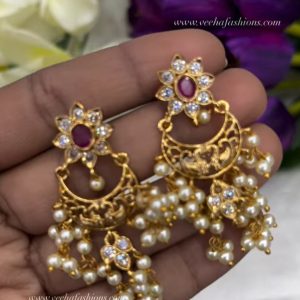 V986 - beautiful gold replica chandbali earrings