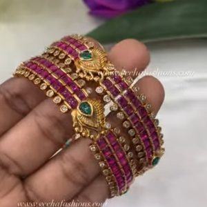 V958 - beautiful kempu stone bangels occasional wear