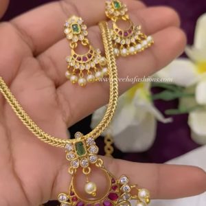 V952- gold replica chandbali neckset