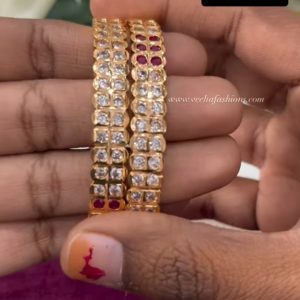 V915 - pure panchaloham double line Ruby white bangels