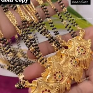 V914 - 916 polish gold replica balckbeads long chain