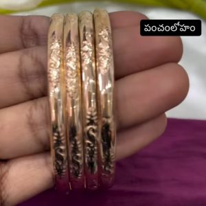 V911 - pure panchaloham unpolished plain Bangles set of 2