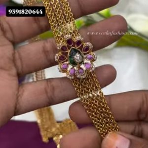 V93 - one gram gold beautiful 6 lines chandraharam