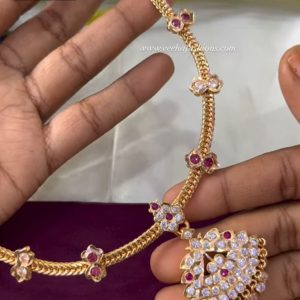 V90 - pure panchaloham nacklace Ruby white stone