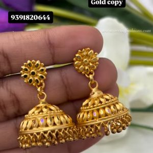 V76 - 916 micro gold polish big size jhumkas