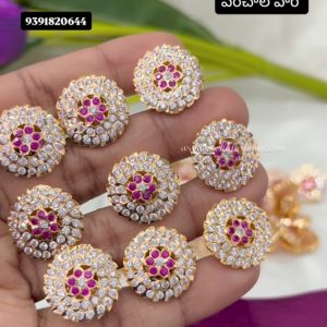 V75 - pure panchaloham micro gold finish big size studs earrings