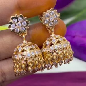 V06 - pure panchaloham jhumkas  with removable jhumkas earrings