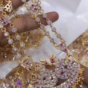 V048 - pure panchaloham premium quality double line swan design nacklace