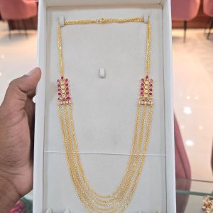 V857 - gold copy chandraharam chains with uncut locket