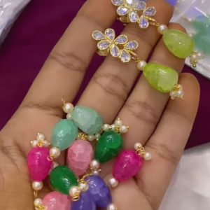 V112 - 18 carat gold design changeable earrings (6 colour beads)