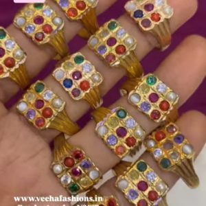 V0127 - unpolished panchaloham navaratna men rings (20 size)