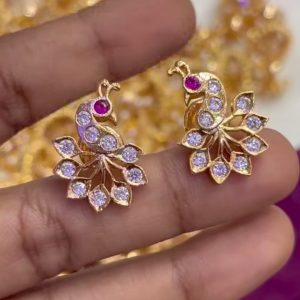 V0156 - pure panchaloham peacock design earrings