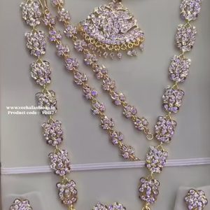 V0157 - premium quality pure panchaloham complete set (Long haram+ necklace+ jhumkas+mattilu)