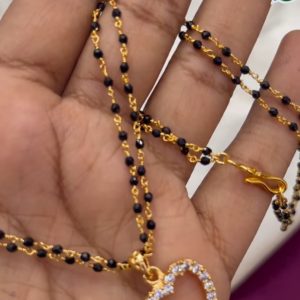 V0167- pure panchaloham double line black beads with doller