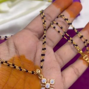 V0183 - pure panchaloham with Locket  short black beads chain