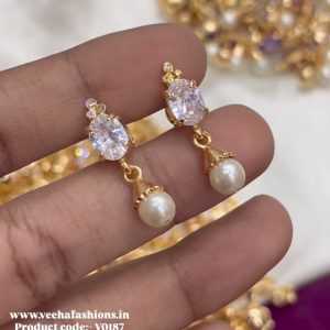 V0187 - pure panchaloham pearl hanging earrings