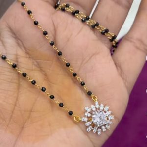 V0217 - Handlmade dimond replica black beads 18 inches